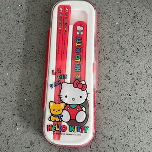 Vintage hello kitty sanrio spoon, & chopstick set